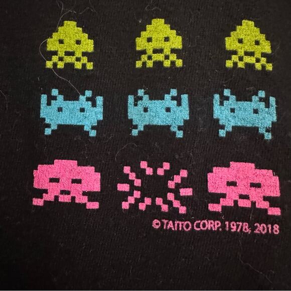 Space Invaders Black Short Sleeve T Shirt Size M Unisex Atari Games - Picture 4 of 7